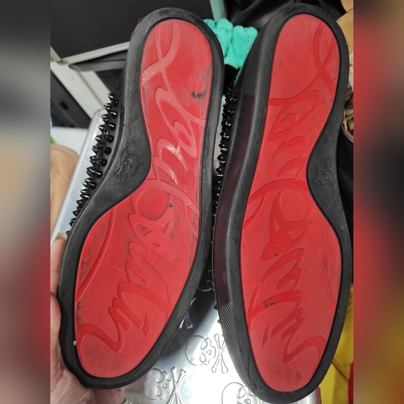 Christian Louboutin Mens Black Louis Spikes Sneakers size 43.5 - Picture 4 of 7